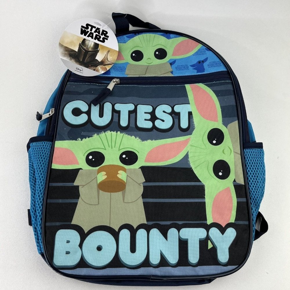 Star Wars Baby Yoda Backpack Book Bag Grogu Mandalorian Full Size Blue Black NWT
